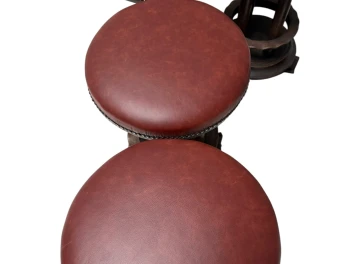 Six Art Deco Amsterdamse School Stools with Leather Tops, 1920s